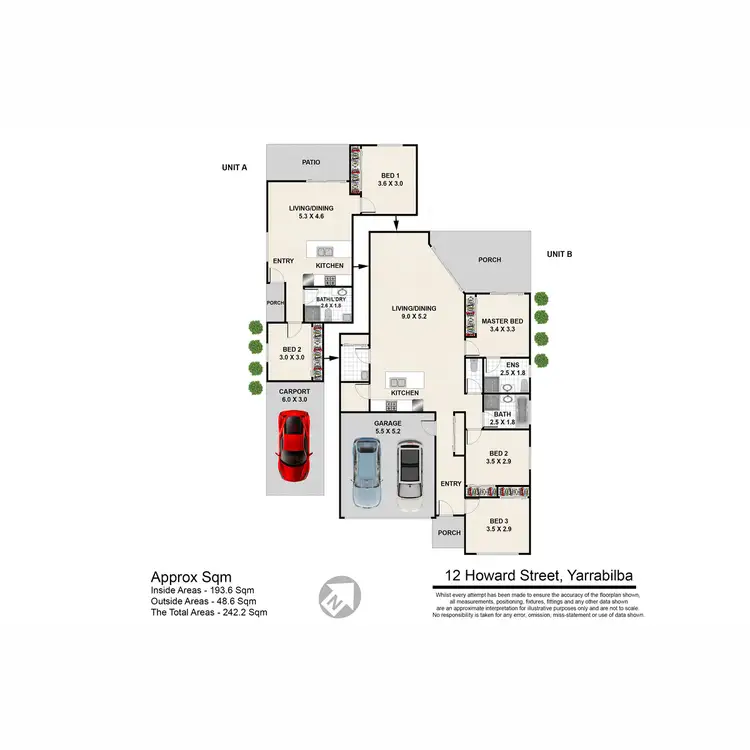 Floorplan of Homely semi-detached listing, 12 A&B Howard Street, Yarrabilba QLD 4207