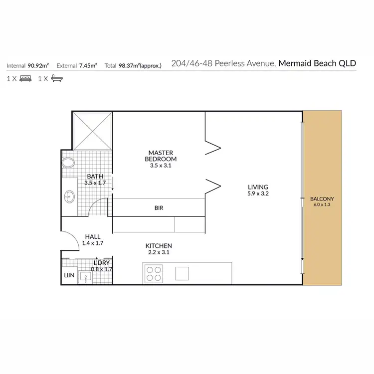 Floorplan of Homely unit listing, 304/46-48 Peerless Avenue, Mermaid Beach QLD 4218