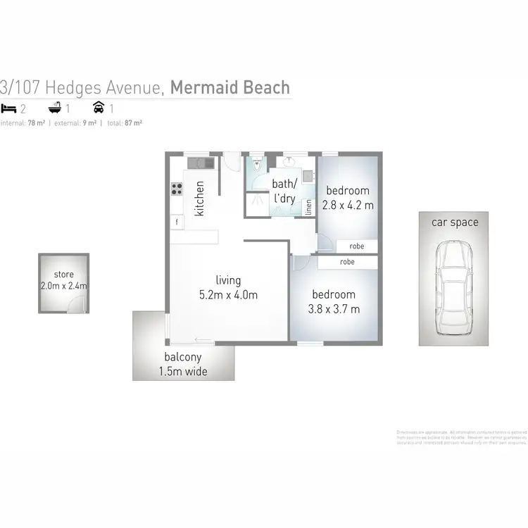 Floorplan of Homely unit listing, 3/107 Hedges Avenue, Mermaid Beach QLD 4218
