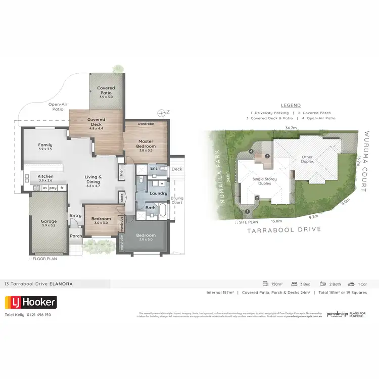 Floorplan of Homely semi-detached listing, 1/13 Tarrabool Drive, Elanora QLD 4221