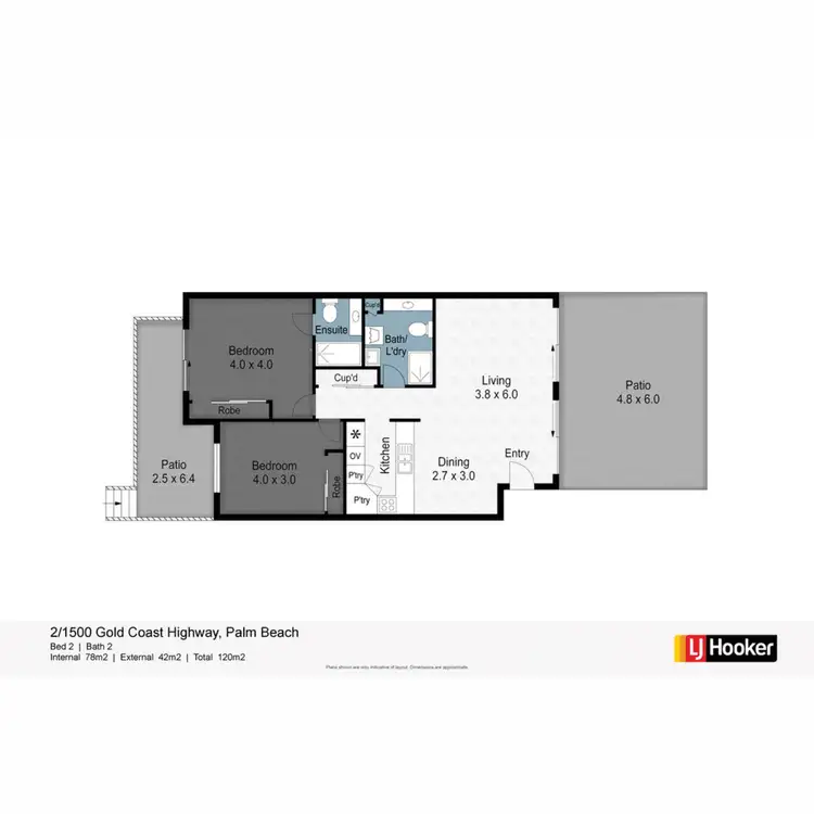 Floorplan of Homely unit listing, 2/1500 Gold Coast Highway, Palm Beach QLD 4221