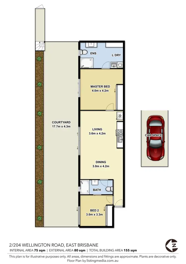 Floorplan of Homely apartment listing, 2/204 Wellington Road, East Brisbane QLD 4169