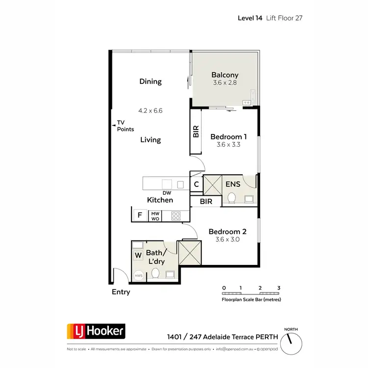 Floorplan of Homely apartment listing, 1401/237 Adelaide Terrace, Perth WA 6000