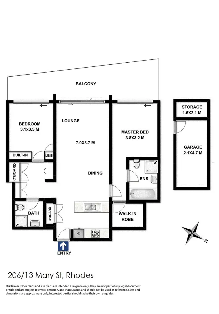 Floorplan of Homely unit listing, 206/13 Mary Street, Rhodes NSW 2138