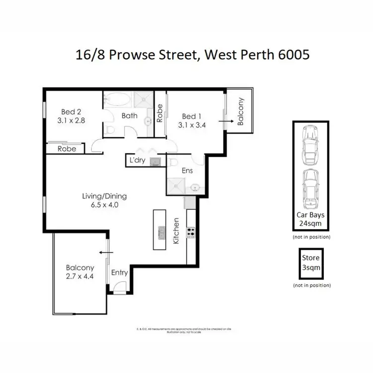 Floorplan of Homely apartment listing, 16/8 Prowse Street, West Perth WA 6005