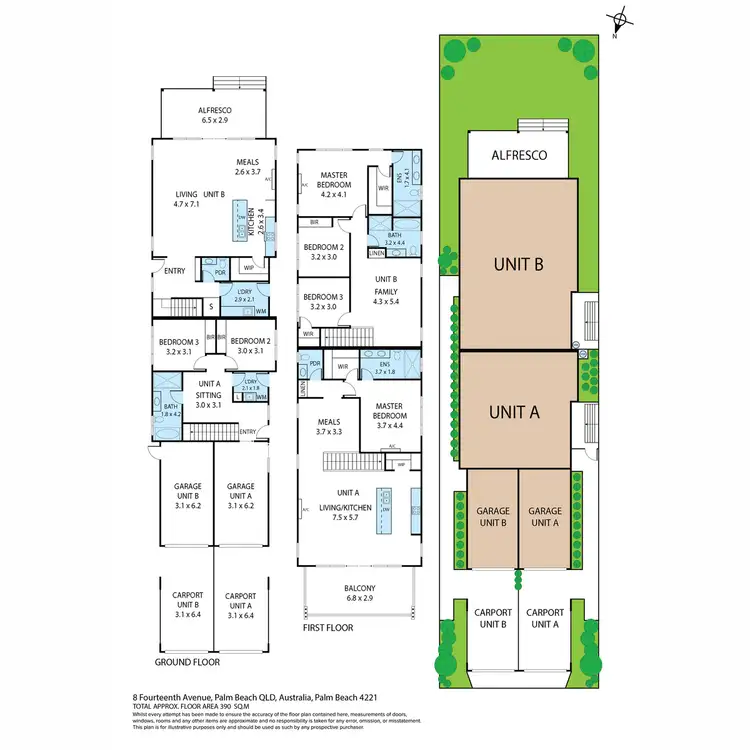 Floorplan of Homely semi-detached listing, 1 & 2/8 Fourteenth Avenue, Palm Beach QLD 4221