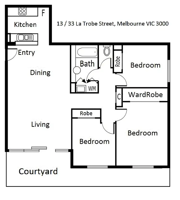 Floorplan of Homely apartment listing, 13/33 La Trobe Street, Melbourne VIC 3000