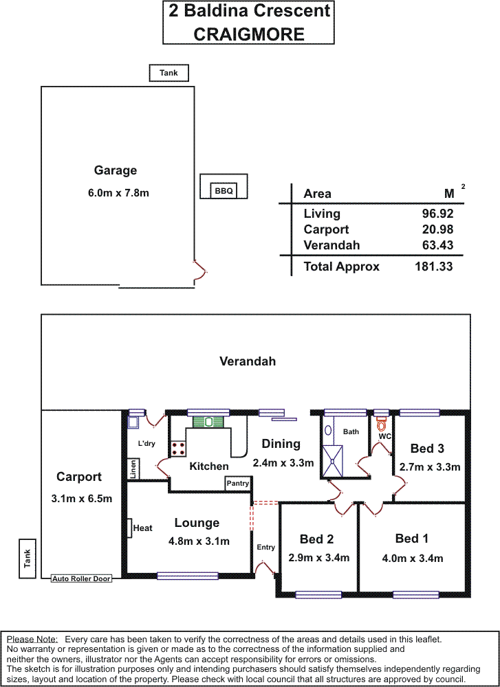 Floorplan of Homely house listing, 2 Baldina Crescent, Craigmore SA 5114