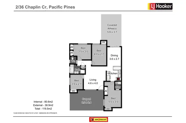 Floorplan of Homely semi-detached listing, 2/36 Chaplin Crescent, Oxenford QLD 4210