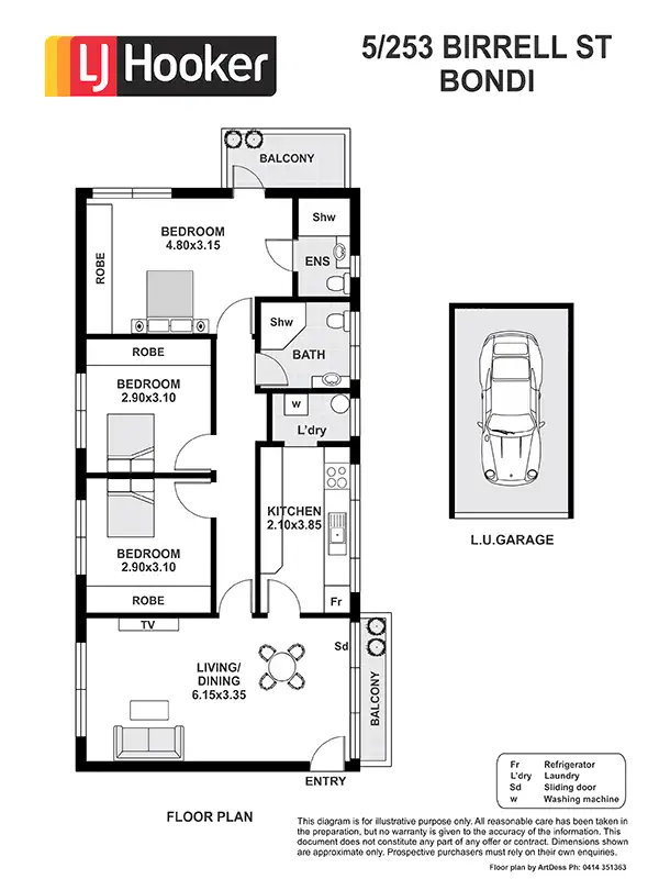 Floorplan of Homely apartment listing, 5/253 Birrell Street, Bondi NSW 2026