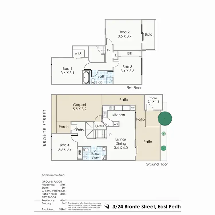 Floorplan of Homely townhouse listing, 3/24 Bronte Street, East Perth WA 6004