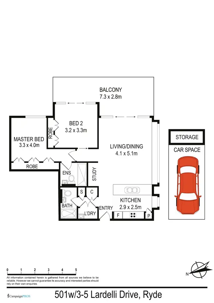 Floorplan of Homely apartment listing, 501W/3-5 Lardelli Dr, Ryde NSW 2112