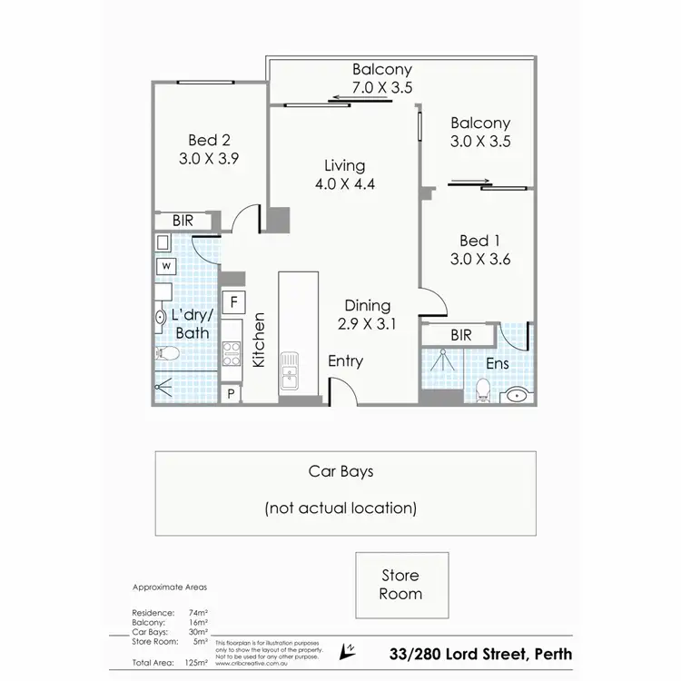 Floorplan of Homely apartment listing, 33/280 Lord Street, Perth WA 6000