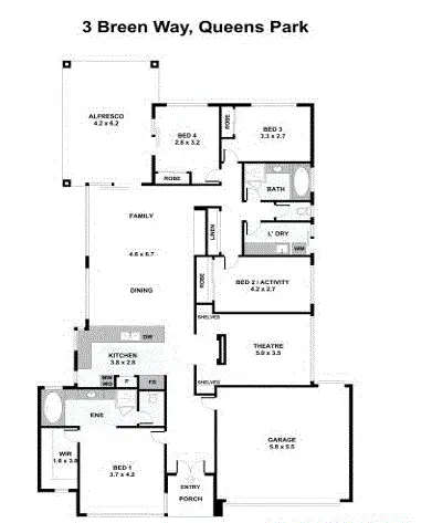 Floorplan of Homely house listing, 3 Breen Way, Queens Park WA 6107