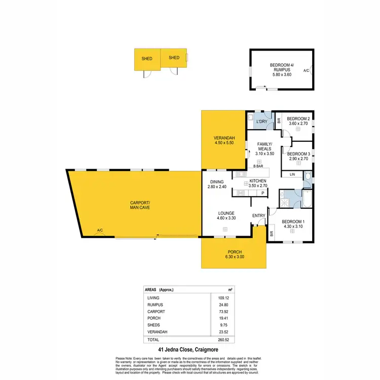 Floorplan of Homely house listing, 41 Jedna Close, Craigmore SA 5114