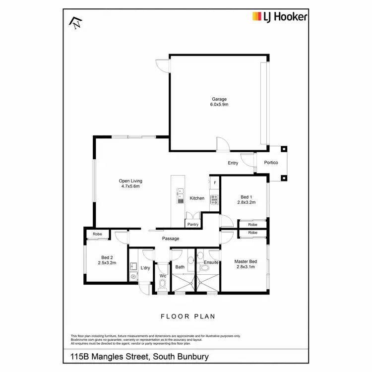 Floorplan of Homely unit listing, 115B Mangles Street, South Bunbury WA 6230