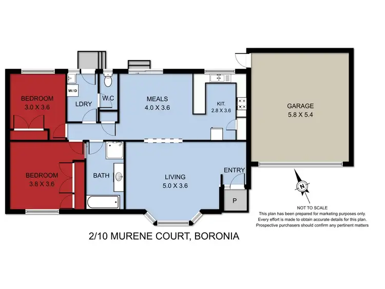Floorplan of Homely unit listing, 2/10 Murene Court, Boronia VIC 3155