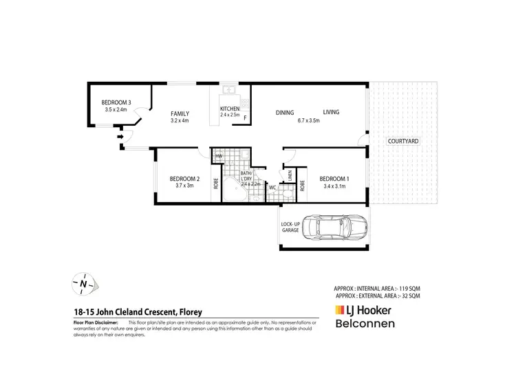 Floorplan of Homely townhouse listing, 18/15 John Cleland Crescent, Florey ACT 2615