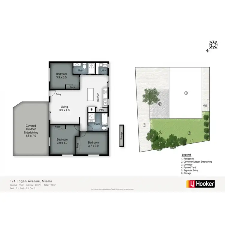 Floorplan of Homely semi-detached listing, 1/4 Logan Avenue, Miami QLD 4220
