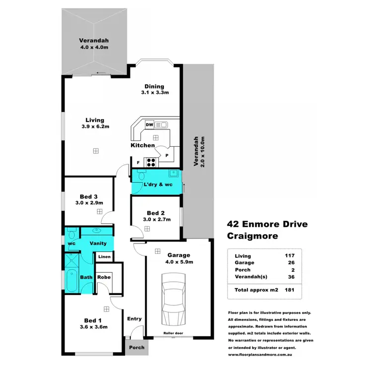 Floorplan of Homely house listing, 42 Enmore Drive, Craigmore SA 5114