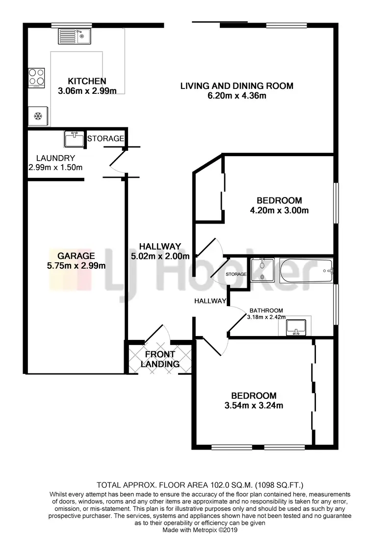 Floorplan of Homely unit listing, 2/2a Desmond Street, Cessnock NSW 2325