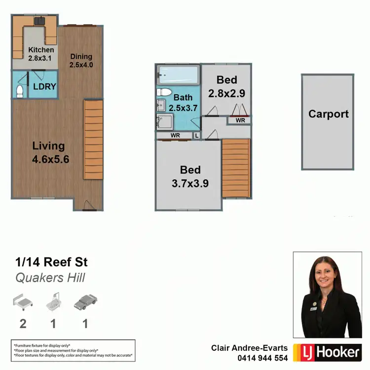 Floorplan of Homely townhouse listing, 1/14 Reef Street, Quakers Hill NSW 2763