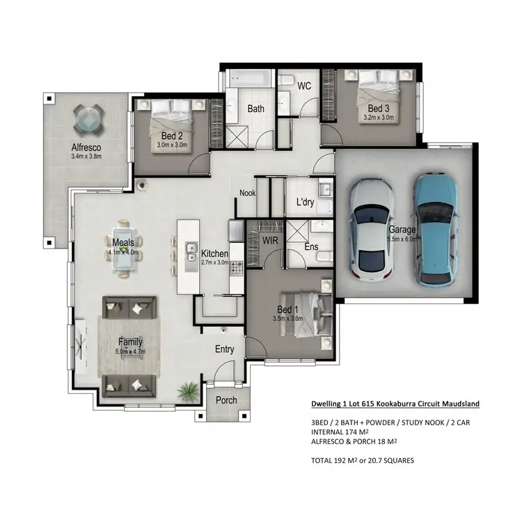 Floorplan of Homely semi-detached listing, 1/30 Kookaburra Circuit, Maudsland QLD 4210