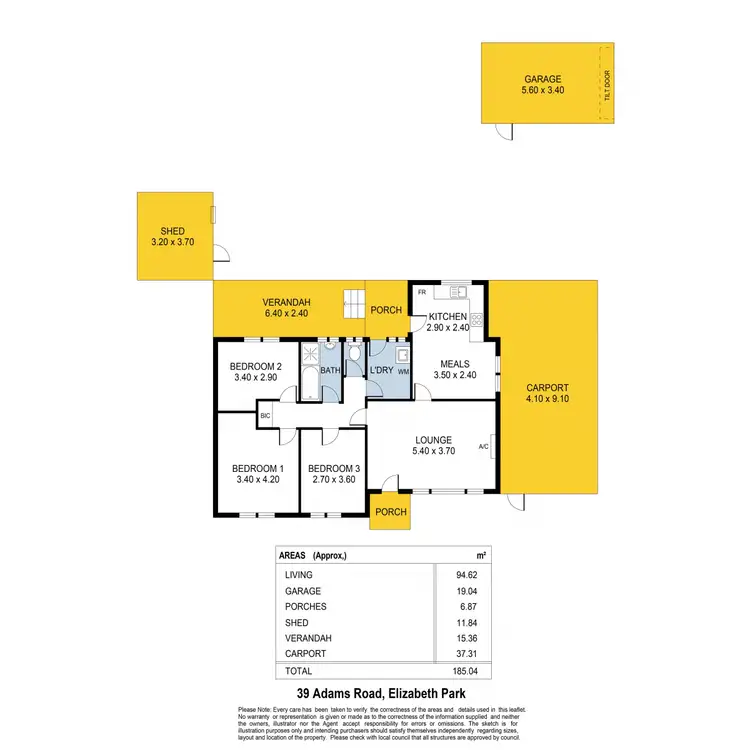 Floorplan of Homely house listing, 39 Adams Road, Elizabeth Park SA 5113