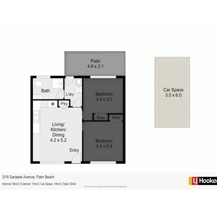 Floorplan of Homely unit listing, 3/16 Sarawak Avenue, Palm Beach QLD 4221