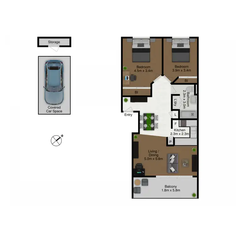 Floorplan of Homely apartment listing, 44/201 Goyder Street, Narrabundah ACT 2604