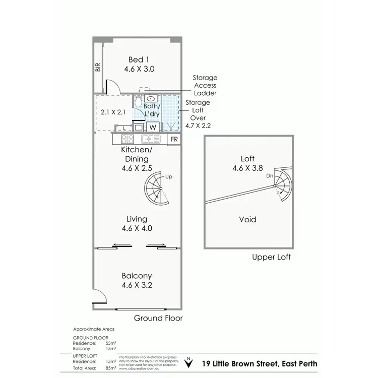 Floorplan of Homely townhouse listing, 19 Little Brown Street, East Perth WA 6004