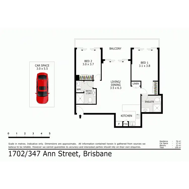 Floorplan of Homely apartment listing, 1702/347 Ann Street, Brisbane City QLD 4000