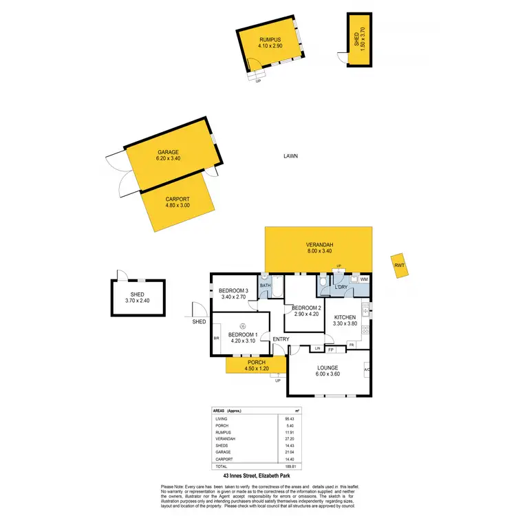 Floorplan of Homely house listing, 43 Innes Street, Elizabeth Park SA 5113