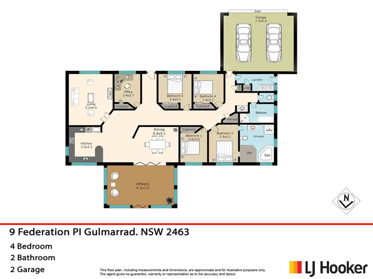 Floorplan of Homely rural property listing, 9 Federation Place, Gulmarrad NSW 2463