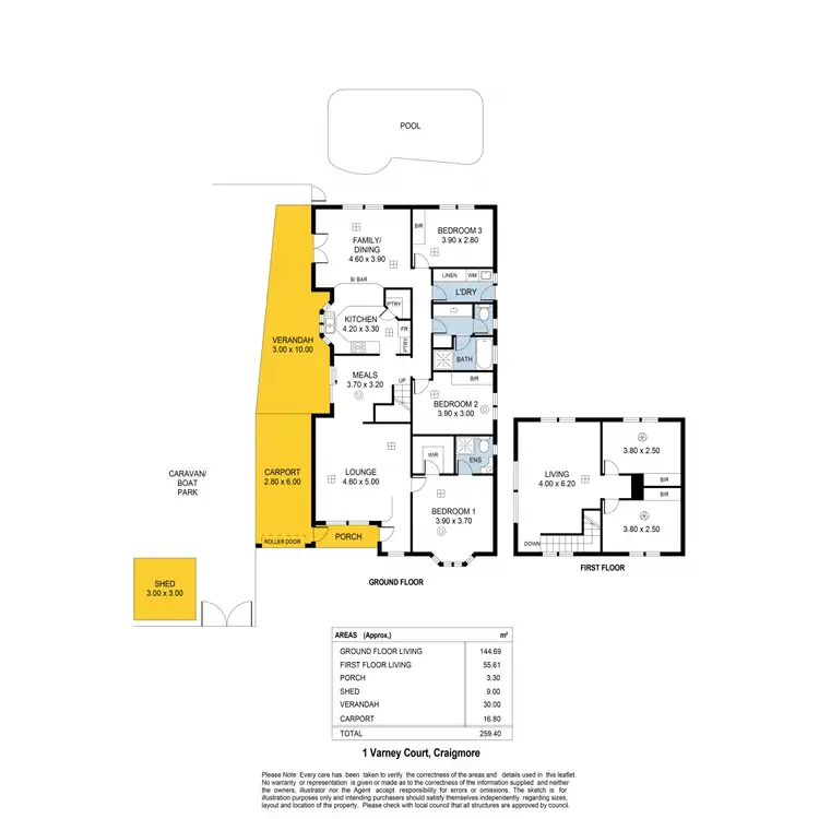 Floorplan of Homely house listing, 1 Varney Court, Craigmore SA 5114