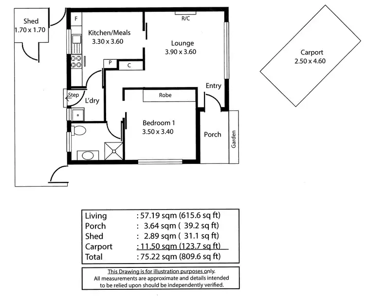 Floorplan of Homely unit listing, 1/4 Mitchell Street West, Seaton SA 5023