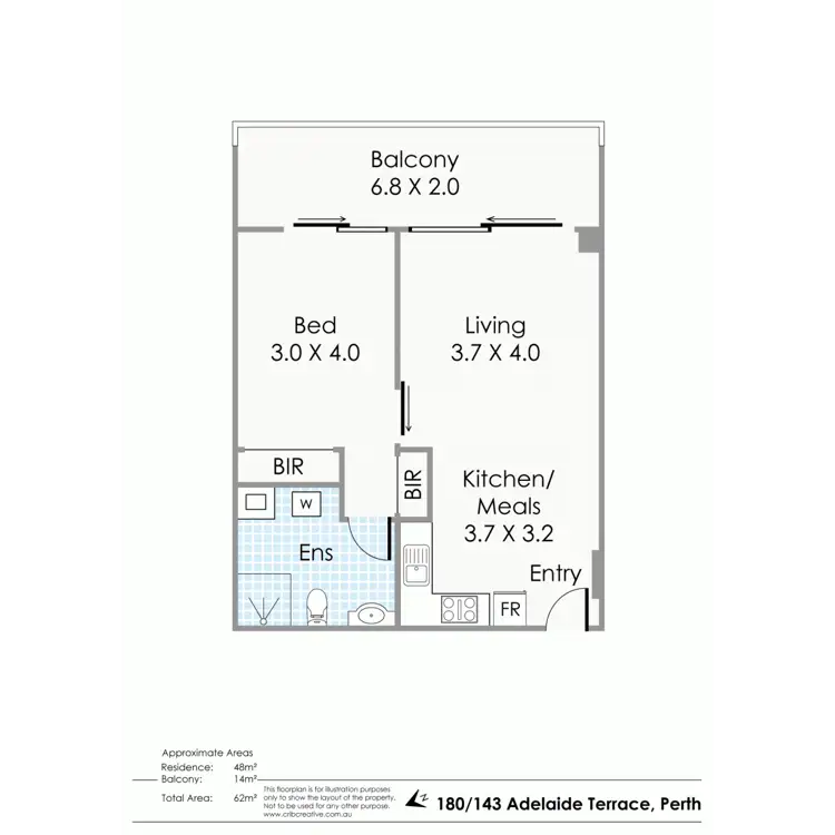 Floorplan of Homely apartment listing, 180/143 Adelaide Terrace, East Perth WA 6004