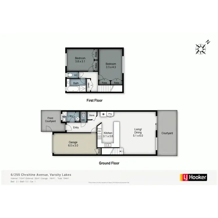 Floorplan of Homely townhouse listing, 6/255 Christine Avenue, Varsity Lakes QLD 4227