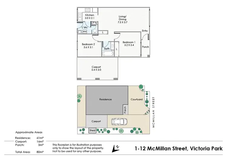 Floorplan of Homely villa listing, 1/12 McMillan Street, Victoria Park WA 6100