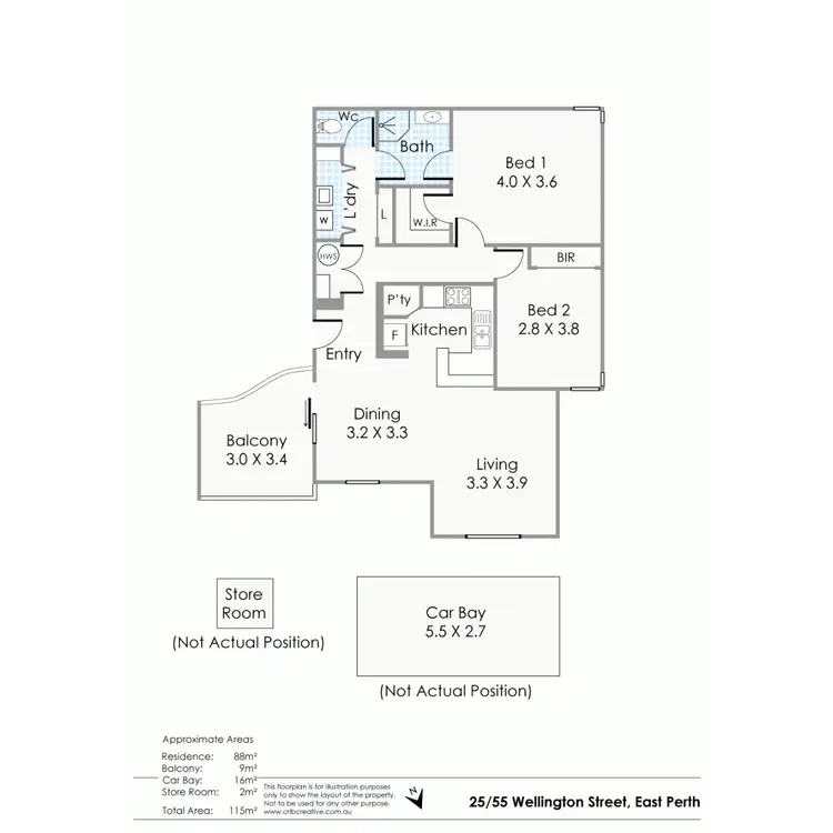 Floorplan of Homely apartment listing, 25/55 Wellington Street, East Perth WA 6004