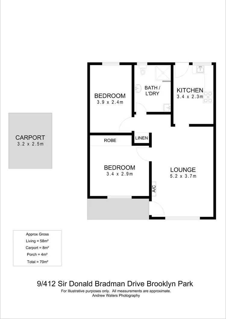 Floorplan of Homely unit listing, 9/412 Sir Donald Bradman Drive, Brooklyn Park SA 5032