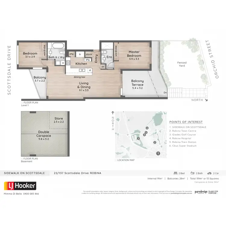 Floorplan of Homely townhouse listing, 22/137 Scottsdale Drive, Robina QLD 4226