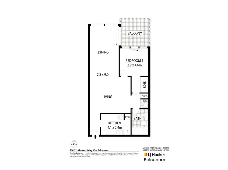 Floorplan of Homely apartment listing, 2107/120 Eastern Valley Way, Belconnen ACT 2617