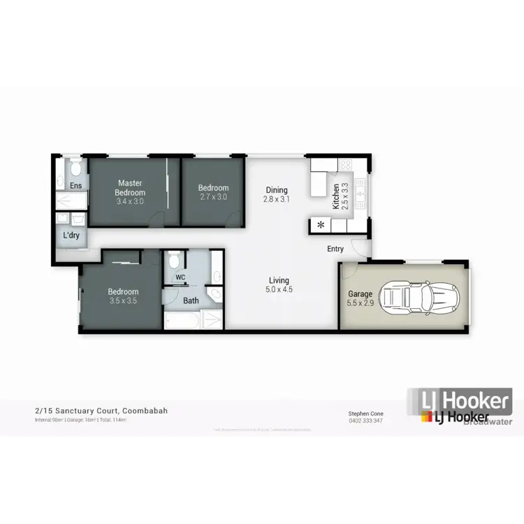 Floorplan of Homely semi-detached listing, 2/15 Sanctuary Court, Coombabah QLD 4216