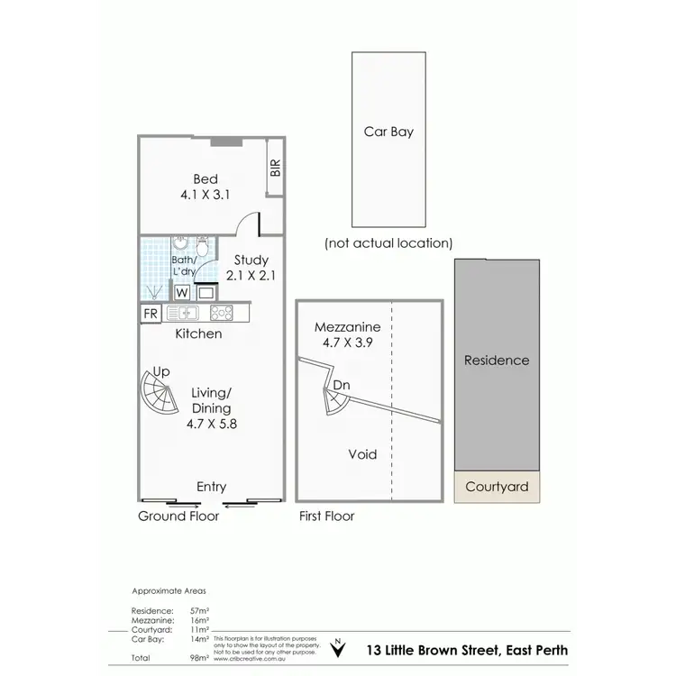 Floorplan of Homely townhouse listing, 13 Little Brown Street, East Perth WA 6004
