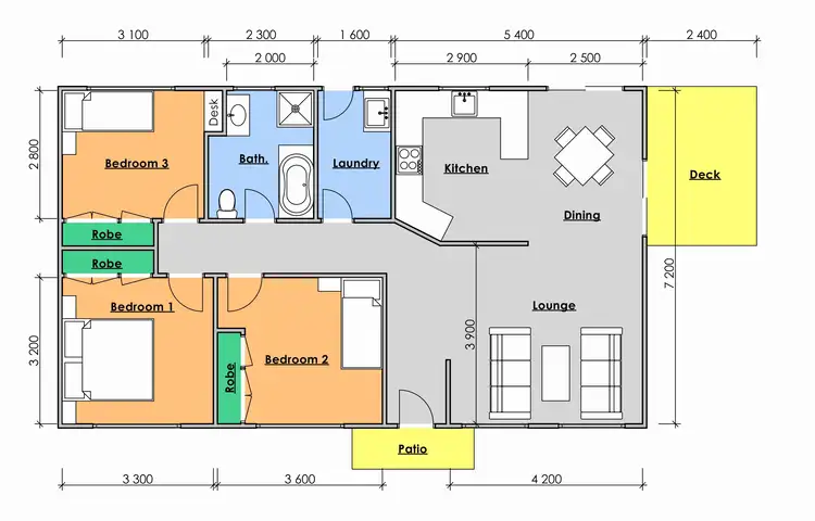 Floorplan of Homely semi-detached listing, 1 & 2/59 Old Bar Road, Old Bar NSW 2430
