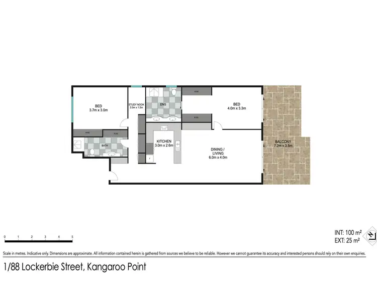 Floorplan of Homely unit listing, 1/88 Lockerbie Street, Kangaroo Point QLD 4169