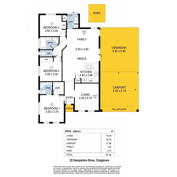 Floorplan of Homely house listing, 22 Hampshire Drive, Craigmore SA 5114