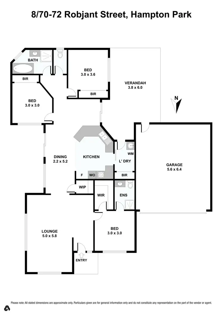 Floorplan of Homely unit listing, 8/70-72 Robjant Street, Hampton Park VIC 3976