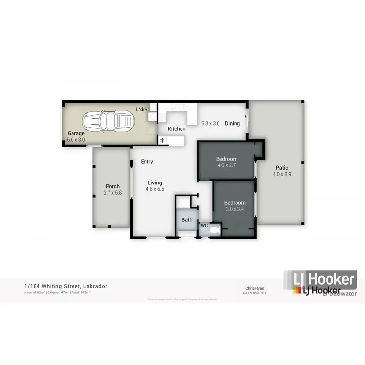 Floorplan of Homely semi-detached listing, 1/184 Whiting Street, Labrador QLD 4215